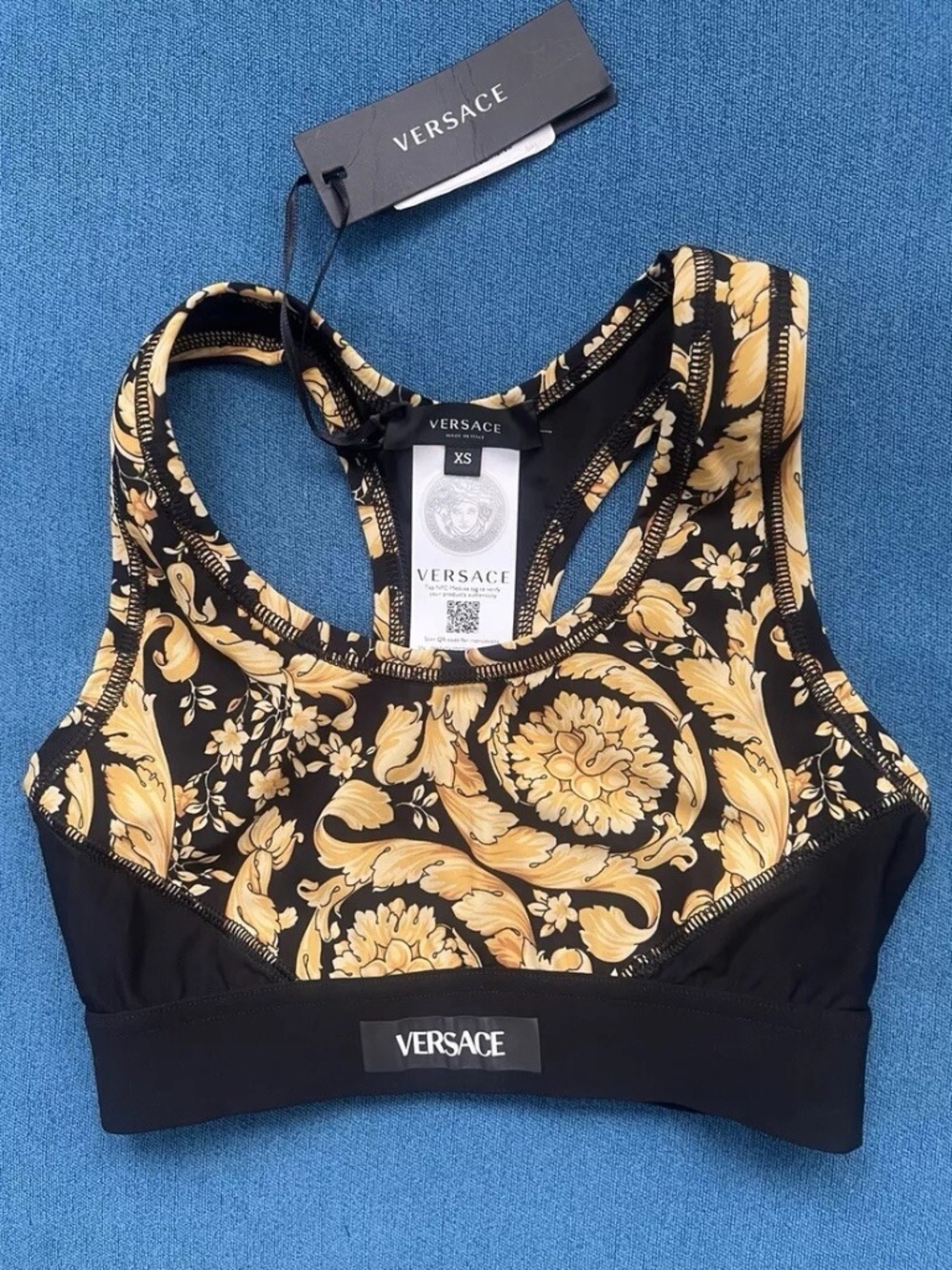 Versace Printed Stretch Sports Bra Size XS New With Tags